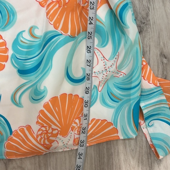 Lilly Pulitzer Orange and Blue Ruched One-Shoulder Sundress silk size 4 - Picture 7 of 7